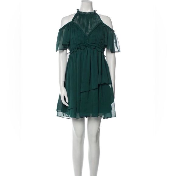 NWT Ted Baker London  Poppio Mini Dress in emerald green cold-shoulder Sz 8 - Picture 7 of 12